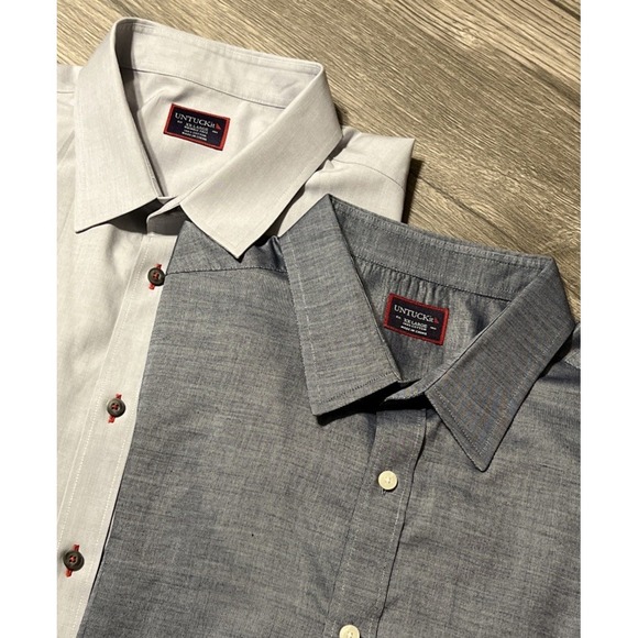 UNTUCKit Pair of 2 Button Down 100% Cotton L/S Shirts XXL  Light Gray/Blue-Gray - Picture 1 of 16